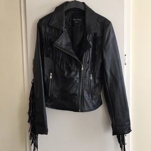 Last Kiss >> faux leather fringe jacket
